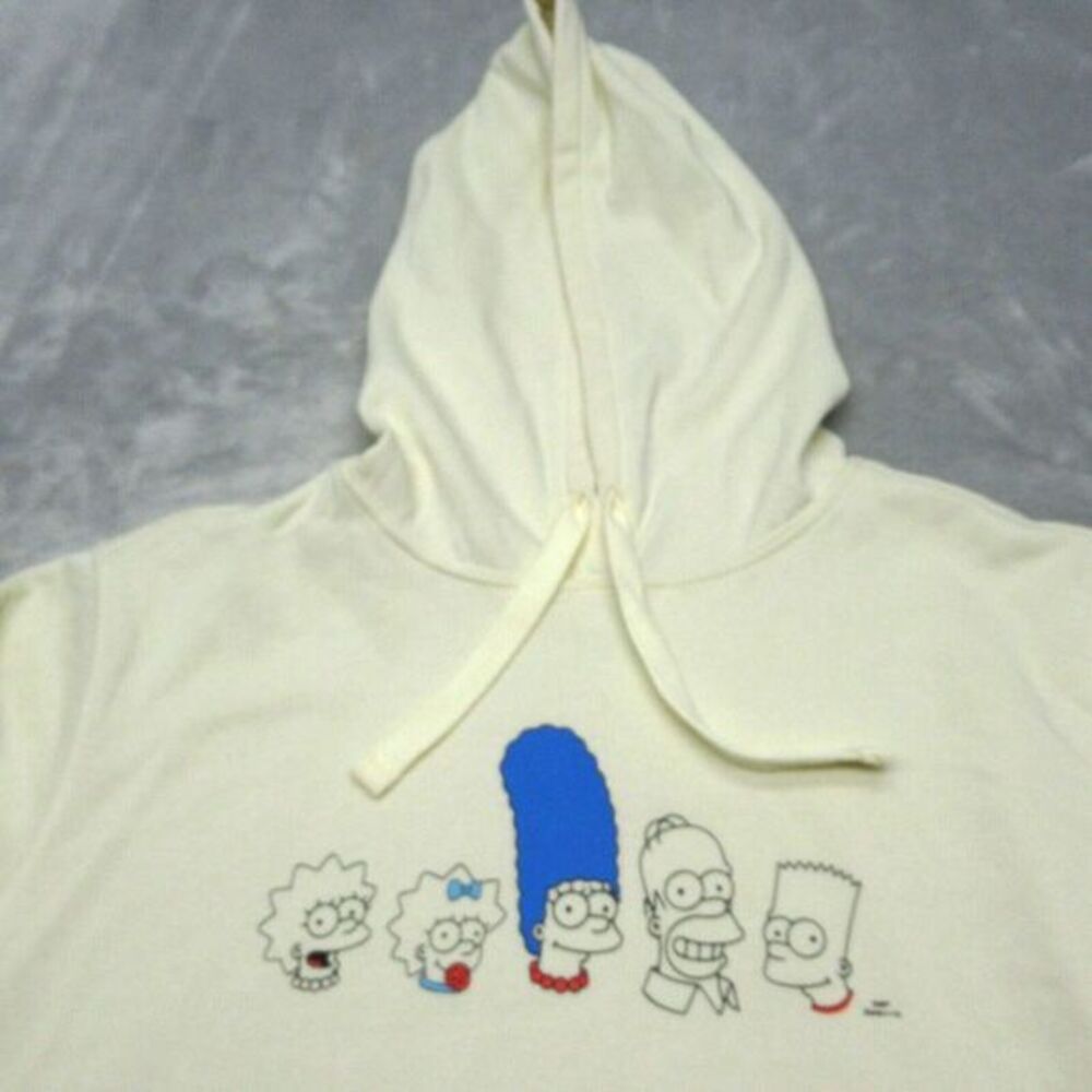 The Simpsons Hoodie Mens XL‎ Cream 20th Television Matt Groening Pullover NWD